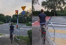 Gliwice: Podnóżki dla rowerzystów na skrzyżowaniu Orlickiego i Wyspiańskiego