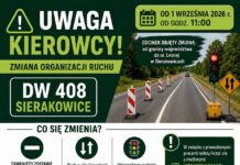 🚧 UWAGA, KIEROWCY! ZMIANA ORGANIZACJI RUCHU NA DW 408 W SIERAKOWICACH